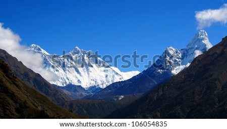 Himalayan mountain landscape, Nepal, Everest Region, Mt. Everest - Lhotse range