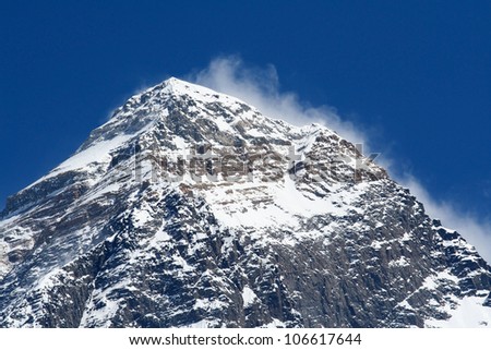 World's highest mountain, Mt Everest (8850m) in the Himalayas, Nepal.