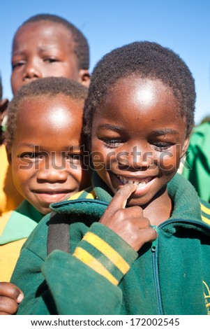 MALOLOTJA, SWAZILAND-JULY 31: Unidentified orphan pupil on July 31, 2008 in Malolotja Government School, Malolotja, Swaziland. Close to 10% of Swaziland\'s population are orphans, due to HIV/AIDS.