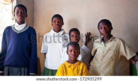 MBABANE, SWAZILAND - AUGUST 5: Unidentified orphan Swazi children on August 5, 2008 in Mbabane, Swaziland. Close to 10 percent of Swaziland's total population are orphans, due to HIV/AIDS.