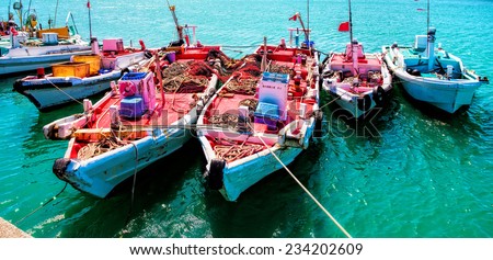 TANABE, JAPAN - MARCH 31: Fishing boats on March 31, 2014 in Tanabe, Japan. The fishing industry in Japan constitutes both a major industry and export. Japan has more than 2,000 fishing ports.