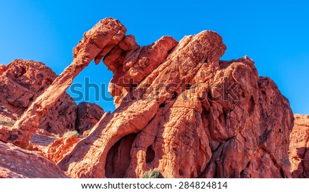 Elephant Rock in the Valley of Fire State Park, USA. Valley of Fire State Park is the oldest state park in Nevada, USA and was designated as a National Natural Landmark in 1968.