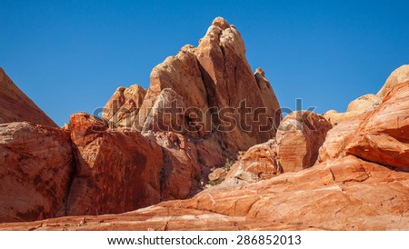 The Elephant Rock in the Valley of Fire State Park, USA. Valley of Fire State Park is the oldest state park in Nevada, USA and was designated as a National Natural Landmark in 1968.