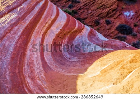 The Fire Wave in the Valley of Fire State Park, USA. Valley of Fire State Park is the oldest state park in Nevada, USA and was designated as a National Natural Landmark in 1968.