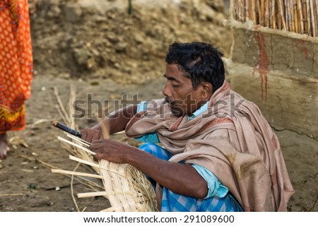 RAXAUL - NOV 8: Unidentified Indian man on Nov 8, 2013 in Raxaul, Bihar state, India. Bihar is one of the poorest states in India. The per capita income is about 300 dollars.