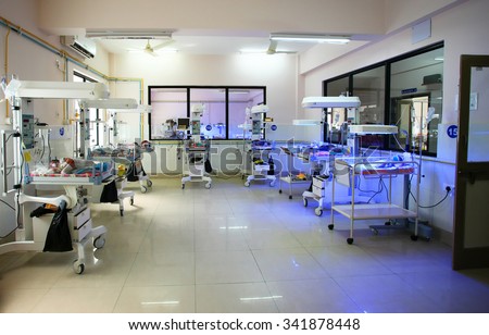 RAXAUL, INDIA - OCT 21: Neonatal intensive care unit of a local hospital on Oct 21, 2011 in Raxaul, Bihar, India. Bihar is one of the poorest states in India.