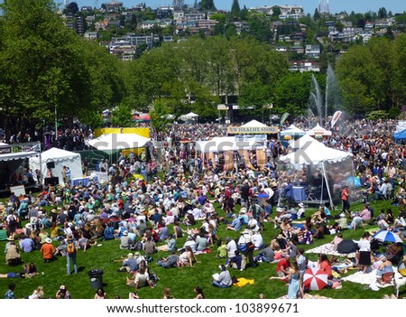 SEATTLE - MAY 26: Thousands attend the Northwest Folklife Festival. An annual event showcasing aspects of Pacific Northwest Folklife 26 May 2012 at the Seattle Center