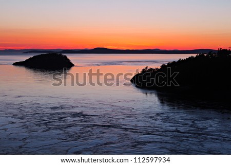 Sunset over the San Juan Islands in the Puget Sound