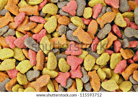 Background layer of dry cat food pellets