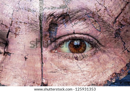 Conceptual image of man keeping an eye on the environment