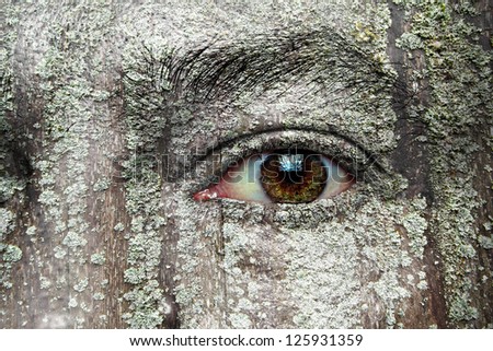Conceptual image of man keeping an eye on the environment
