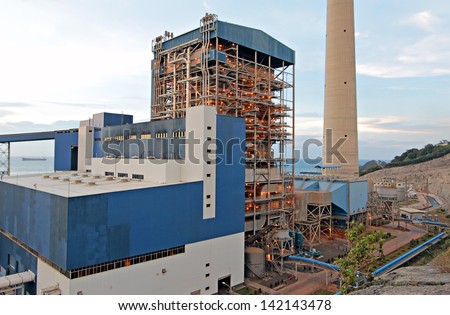 Boiler and turbine house of a coal fired power plant
