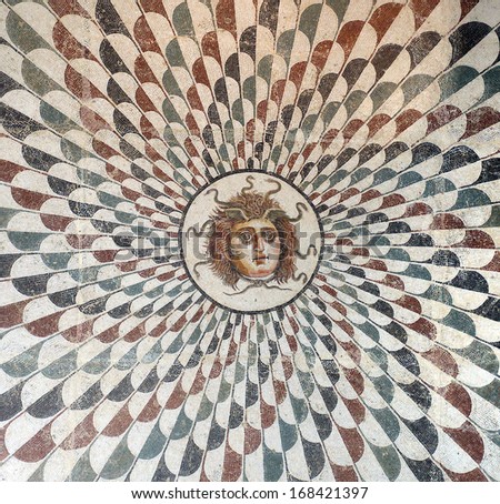 Beautiful mosaic from the 11th century AD depicting Medusa
