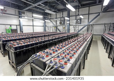 Sousse, Tunisia - NOVEMBER 18, 2014: FIAMM supplies deep charge industrial batteries