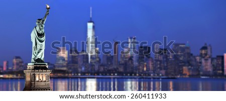 Statue of Liberty with blurred New York City background
