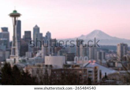 Seattle skyline background blurred effect