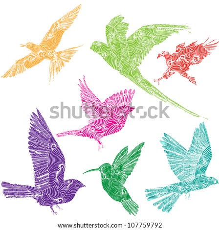 collection of flying birds