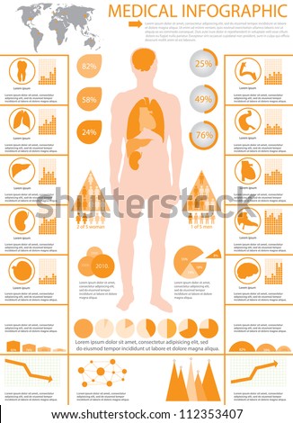 Medical Info Graphics. Human Body With Internal Organs Stock Vector