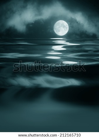 moon in the form of an eye is reflected in water