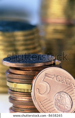 euro a coin on a background of coins