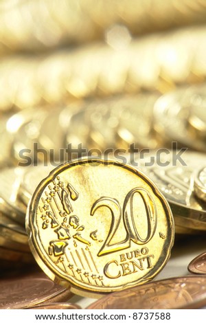 euro a coin on a background of coins