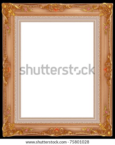 a picture gold  frame on a black