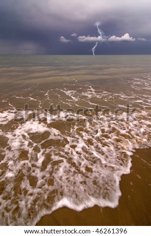 Storm and lightning over the sea
