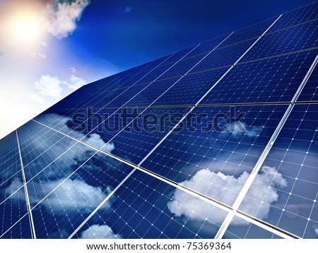 Solar panel against blue sky free sun energy Solar panel against blue sky free sun energy
