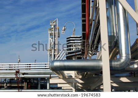 Oil-industry. Factory on oil refining at blue sky