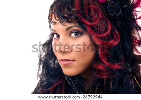 stock photo : Glamour hairstyle. Close-up portrait of beautiful asian girl