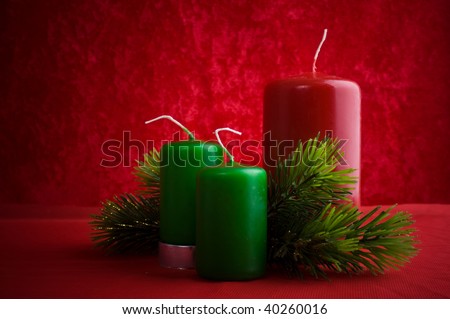 Not lighted candle with Christmas decorations