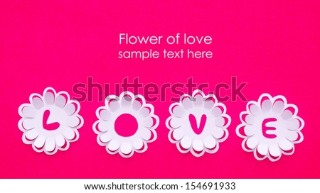 Paper art , Butterfly and Flower of love , Valentine festival