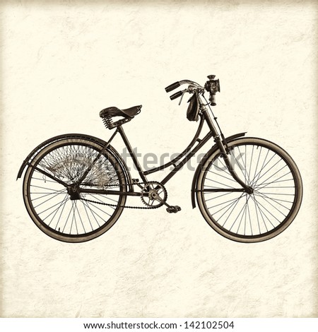 Retro styled image of a vintage early twentieth century Dutch lady bicycle with lantern