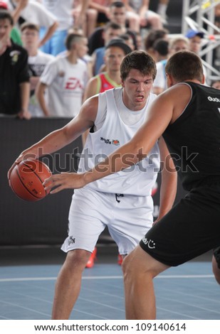 MOSCOW, RUSSIA - JULY 28: Match Sprite, Estonia vs UAB Hidras, Lithuania during International Street Basketball Cup \