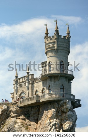 YALTA, UKRAINE - MAY 11: Swallow\'s Nest castle near Yalta, Crimea, Ukraine on May 11, 2013. The decorative castle was built in 1911-1912, and now it\'s a museum