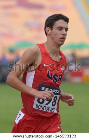 DONETSK, UKRAINE - JULY 11: Blake Haney of USA competes in the heat on 1500 meters during 8th IAAF World Youth Championships in Donetsk, Ukraine on July 11, 2013