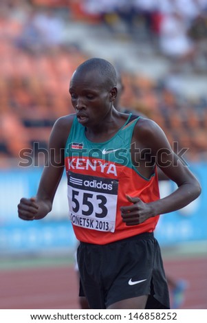 DONETSK, UKRAINE - JULY 14: Robert Kiptoo Biwott of Kenya fight for his gold medal in the final of 1500 metres during 8th IAAF World Youth Championships in Donetsk, Ukraine on July 14, 2013