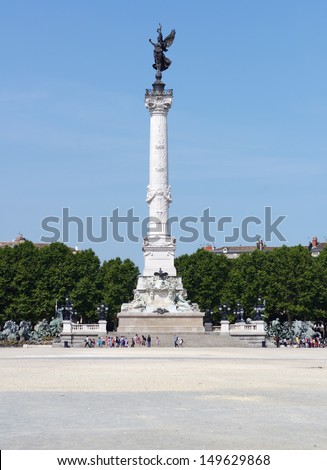 BORDEAUX, FRANCE - JUNE 27: Girondists monument on Place des Quinconces in Bordeaux, France on June 27, 2013. it was built in 1902 in memory of the Girondists who fell victim of the Reign of Terror