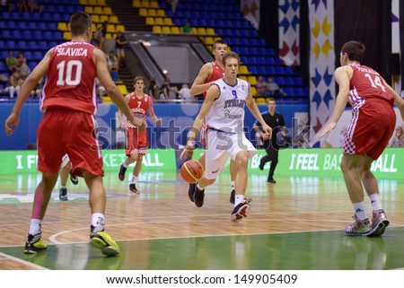 KIEV, UKRAINE - AUGUST 8: Andrea La Torre of Italy in action during the U16 Eurobasket  2013 First round match between Italy and Croatia at Palace of Sport in Kiev, Ukraine on August 8, 2013
