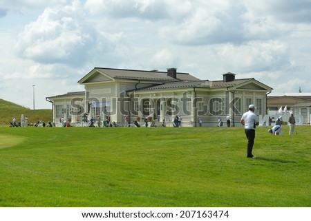 TSELEEVO, MOSCOW REGION, RUSSIA - JULY 24, 2014: Building of the Tseleevo Golf & Polo Club during the M2M Russian Open. This international golf tournament is the stage of the European Tour