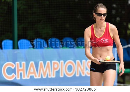 MOSCOW, RUSSIA - JULY 15, 2015: Rosa Sitja of Spain during the ITF Beach Tennis World Team Championship. 28 nations compete in the event this year