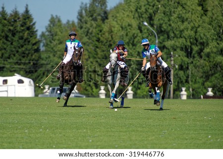 TSELEEVO, MOSCOW REGION, RUSSIA - JULY 26, 2014: Match British Schools vs Moscow Polo Club during the British Polo Day. Moscow Polo Club won 7-6