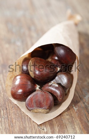 Sweet chestnuts in the paper bag