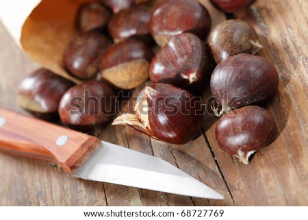 Sweet chestnuts in the paper bag