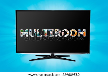 Television multi-room technology. Display with multiple masked images