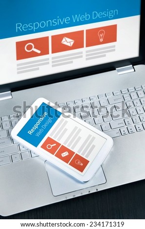 Responsive web design on mobile devices laptop and tablet pc