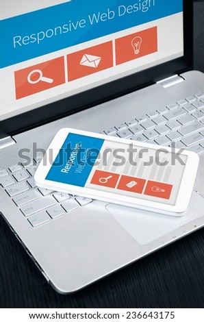 Responsive web design on mobile devices phone and tablet pc