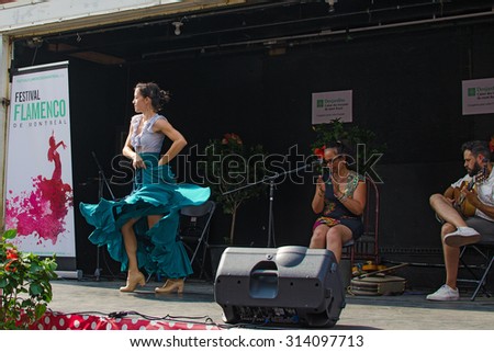 MONTREAL - SEPTEMBER 6: The group Duende performs flamenco at a free street performance, part of the Festival Flamenco de Montreal on September 6, 2015.