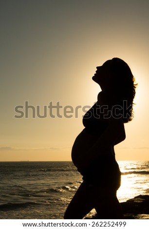 Pregnant Mother Silhouette at Sunrise