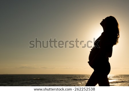 Pregnant Mother Silhouette at Sunrise